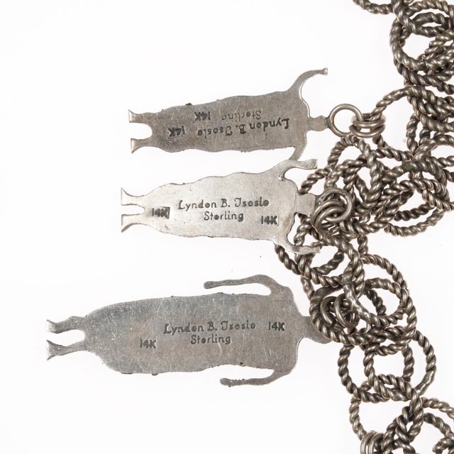Lyndon B Tsosie Navajo 14k/sterling Tufa cast brutalist dancers necklace For Sale In Austin - Image 6 of 10
