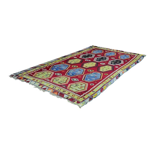 Antique Colorful Turkish Sarkisla Kilim Rug Ca. 1930 For Sale