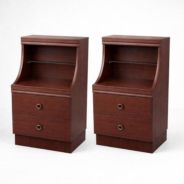 Brown Vintage Mahogany and Formica Bedside Cabinets, Set of 2 For Sale - Image 8 of 8