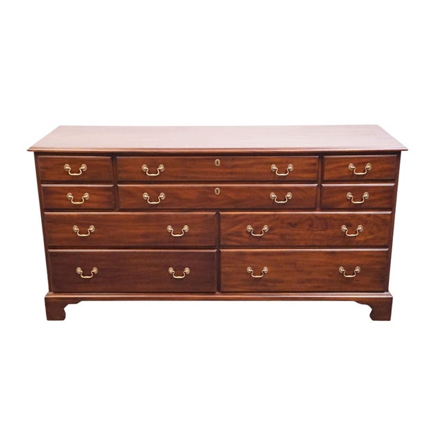 Traditional Henkel Harris Virginia Galleries Solid Mahogany Traditional Style 66" Double Dresser 176-840 For Sale - Image 3 of 14