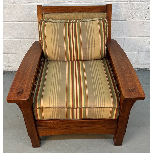 Late 20th Century Handcrafted Slatted Mission Oak Lounge Chairs For Sale - Image 11 of 16