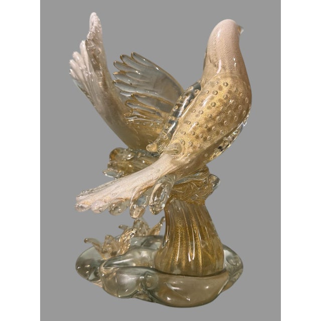 Vintage Murano Hand Blown Italian Art Glass 9.25" Statue Sculpture With 2 Birds For Sale - Image 11 of 12