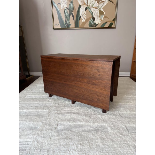 Vintage Walnut "Gate Leg" Dining Table With Drop Leaves After George Nelson for Herman Miller For Sale In Houston - Image 6 of 16