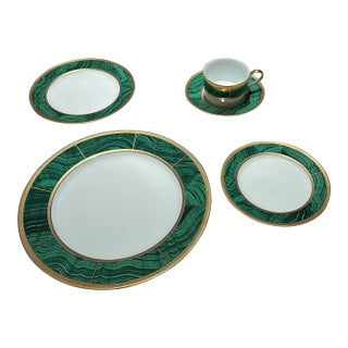 Imperial Court Malachite by Faberge Bone China Dinner Set of 10 For Sale