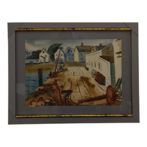 19th Century Double-Sided Maritime & Landscape Watercolor: Attributed to Otis Cook and John Hare, Framed