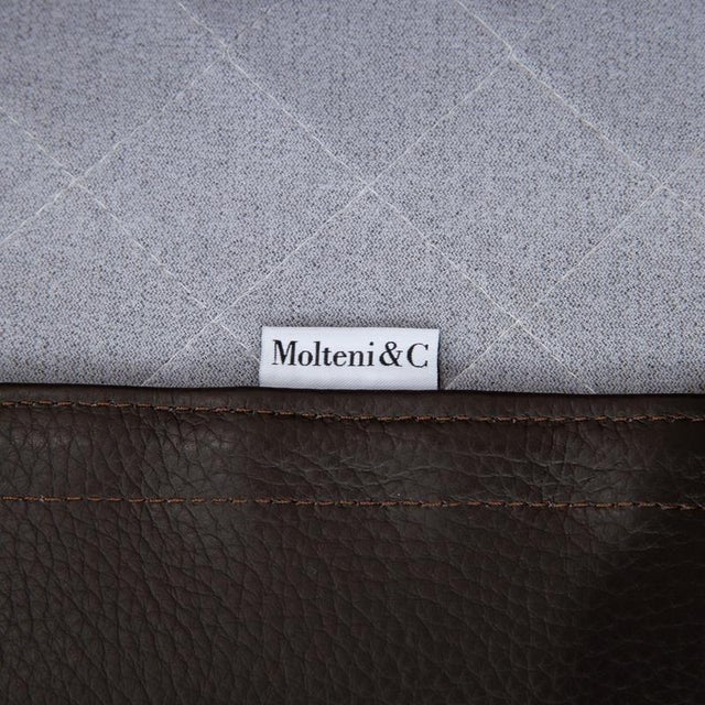Brown Brown Leather Hi-Cove Swivel Armchair by Molteni&C For Sale - Image 8 of 13