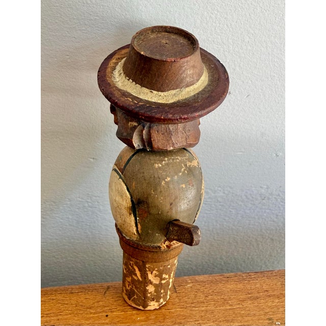 1920s Vintage Hand Carved Hand Painted Cork Screw For Sale - Image 9 of 10