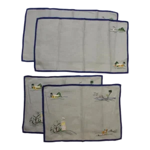 Vintage Madeira Linen Set with 2 Table Mats & 2 Matching Table Runners