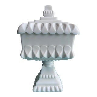 1950s Vintage White Milk Glass Tall Candy Dish For Sale