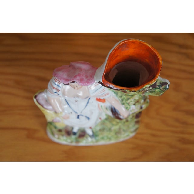 White Antique Staffordshire Porcelain Girl Game Pheasant Rabbit Spill Vase For Sale - Image 8 of 12