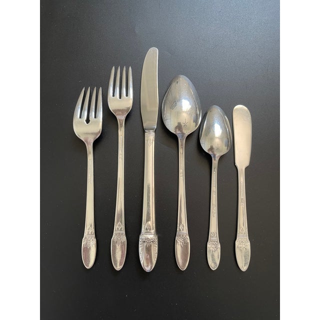 Metal 81 Pieces 1847 Rogers Bros. First Love 1937 Silverplate Flatware Set - Service for 10 For Sale - Image 7 of 14