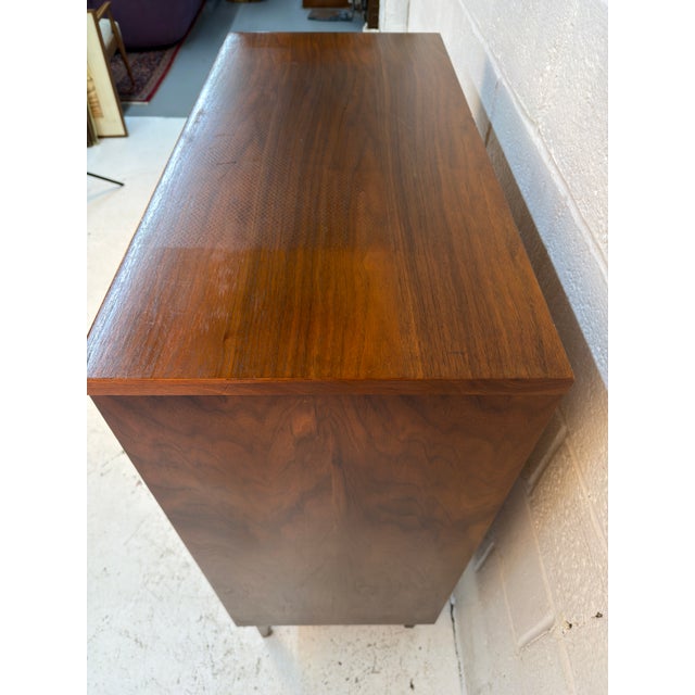 Vintage MCM Four Drawer Walnut Highboy Dresser For Sale - Image 9 of 16