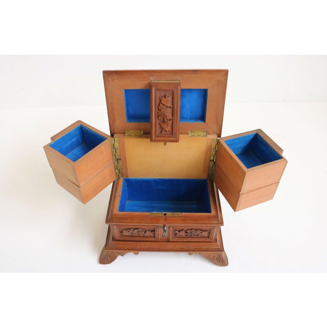 Antique Swiss Black Forest Jewelry Box in Fruitwood, 1880 For Sale - Image 6 of 12