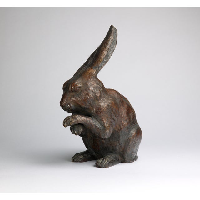 Japanese 19th Century Japanese Meiji Period Bronze Okimono of a Rabbit, Signed 秀山 (Shūzan), Joel & Margaret Chen Collection For Sale - Image 3 of 7