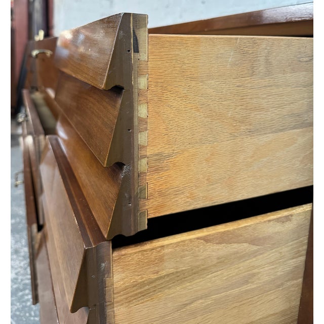Late 20th Century Vintage Merton Gershun-Style Walnut Lowboy Dresser by Carlton House For Sale - Image 5 of 11