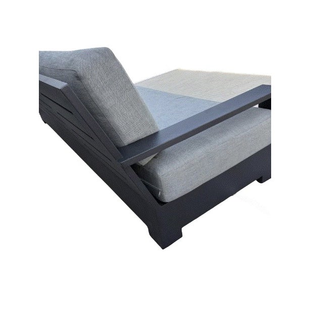 2020s RH Belvedere Aluminum Sofa in Fog Perennials Performance Textured Linen Weave For Sale - Image 5 of 7