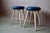1960s Vintage Rockabilly Stools in Blue Faux Leather with Studs and Compass Legs, 1960s, Set of 2 For Sale - Image 5 of 9