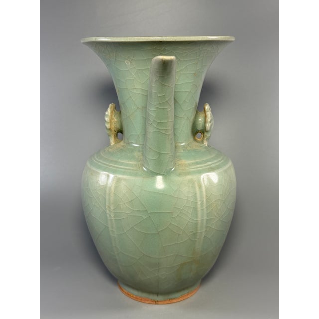 Antique Chinese Longquan Celadon Ewer, Floral‑Decorated Handle For Sale - Image 4 of 7