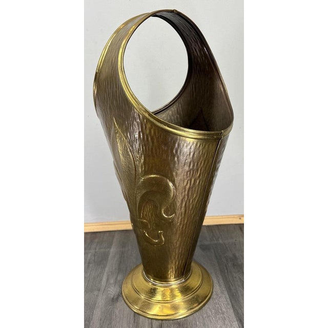 Vintage French Style Carved Brass Umbrella Stand For Sale - Image 10 of 10