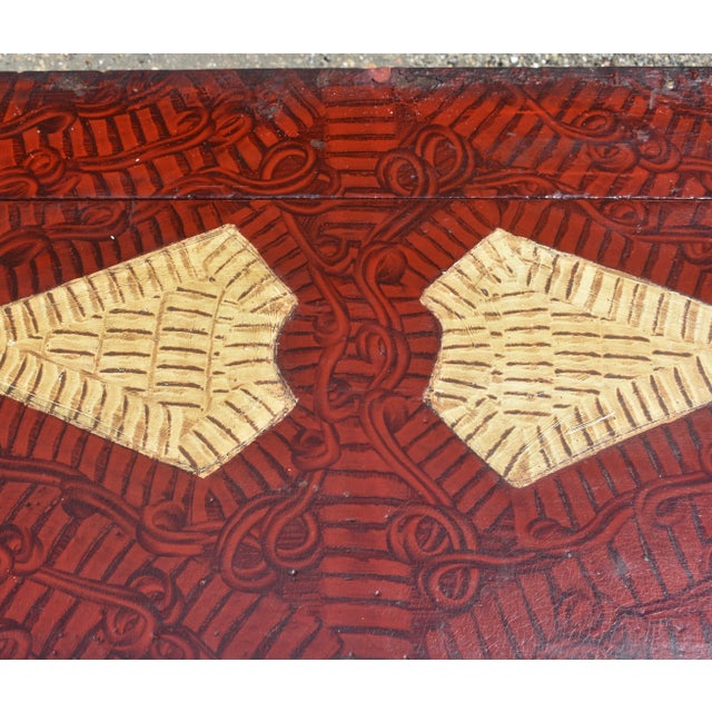 Pine Folk Art Storage Bench or Settle in Decorative Paint For Sale - Image 11 of 18