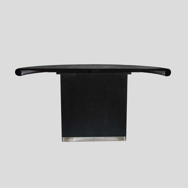Demi Lune Consoles Tables in Black Lacquer, 1980s, Set of 2 For Sale - Image 9 of 13