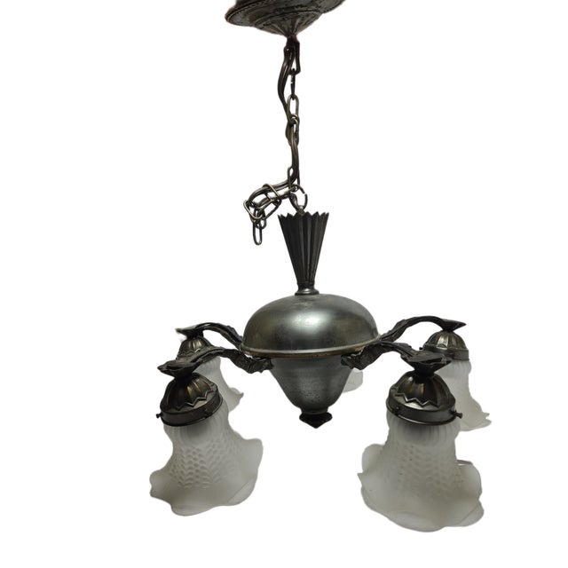 Vintage Art Nouveau Chandelier, Poland, 1970s For Sale - Image 12 of 12