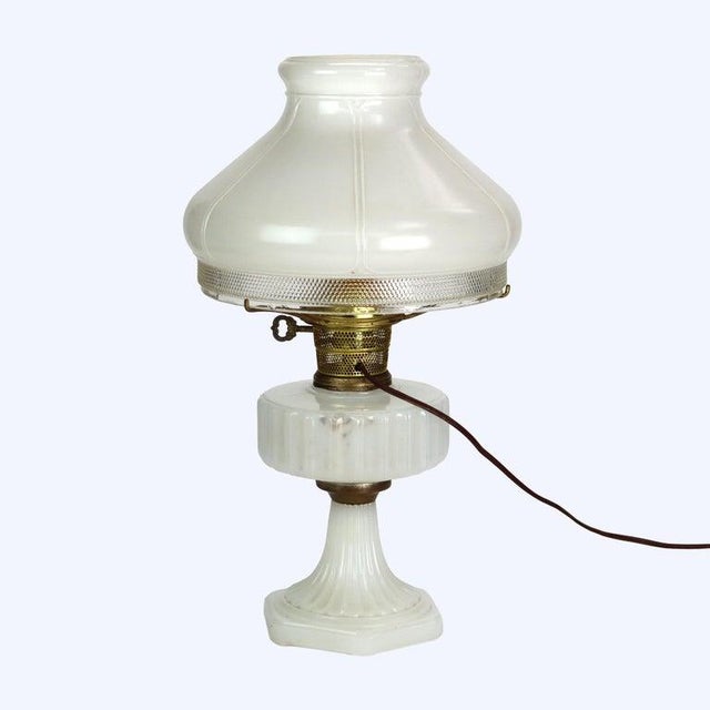 Antique Alacite Glass Lincoln Drape Electrified Aladdin Kerosene Lamp C1920 For Sale - Image 6 of 6