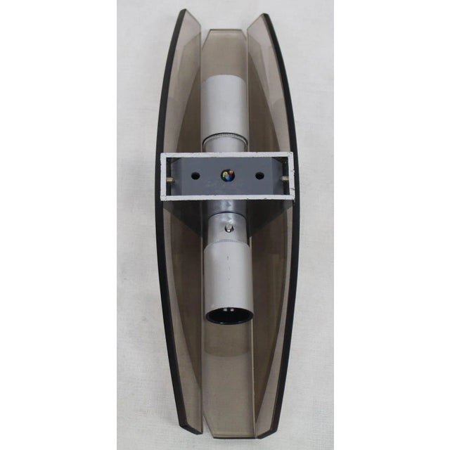 Mid 20th Century Mid-Century Modern Italian Smoked Glass Sconces by Veca - a Pair For Sale - Image 5 of 8