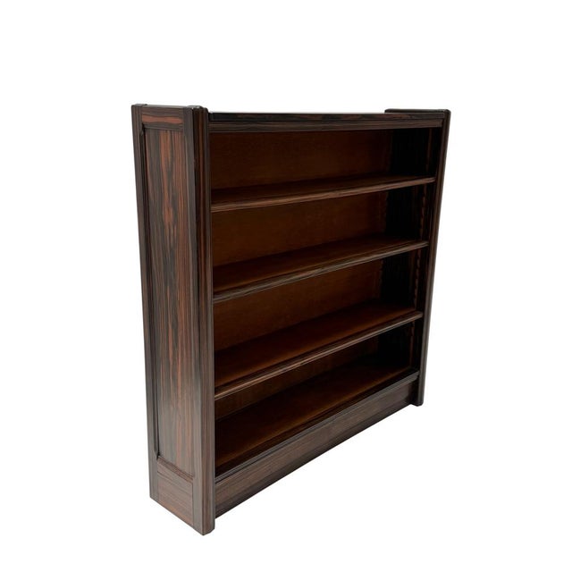 Wood Art Deco Open Bookcase in Macassar Ebony with Oak Shelves, 1920s For Sale - Image 7 of 14