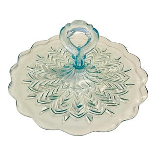 Mid 20th Century Pale Blue Handled Serving Platter For Sale