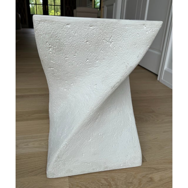 Vintage Late 1970s / 1980s Postmodern Sculptural Twist Form Side Table or Pedestal in Plaster Finish For Sale - Image 9 of 10