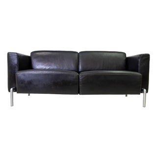 Black Leather Sofa by Cor, Germany For Sale