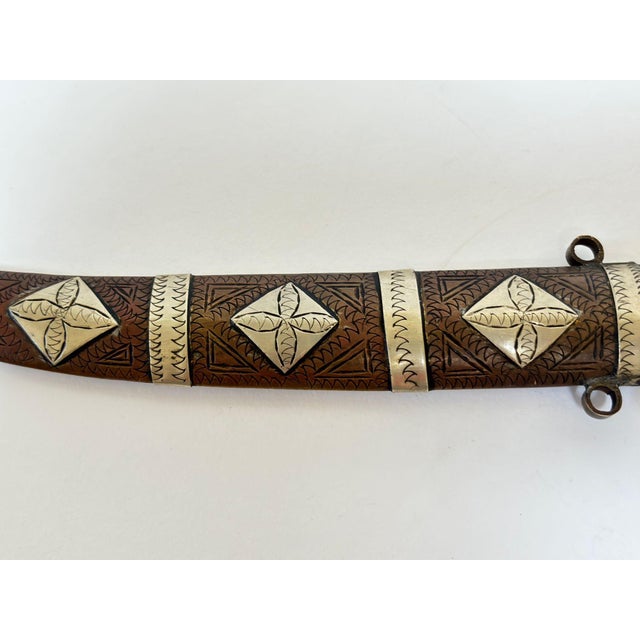 Moroccan Dagger Brass and Silver Decorative Collector Khoumya For Sale - Image 10 of 18