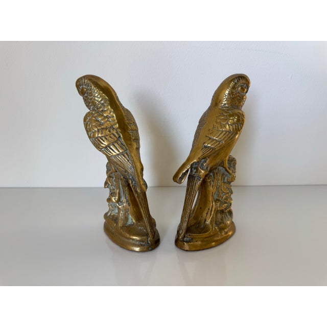 Mid-Century Modern Vintage Solid Brass Bird Bookends – A Pair For Sale - Image 3 of 12