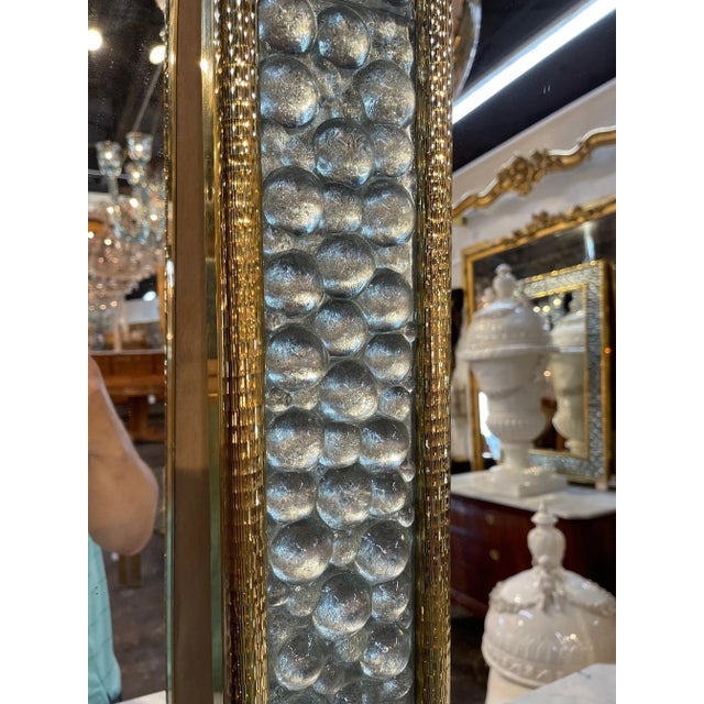 2000 - 2009 Modern Murano Glass & Brass Bubble Mirror For Sale - Image 5 of 11
