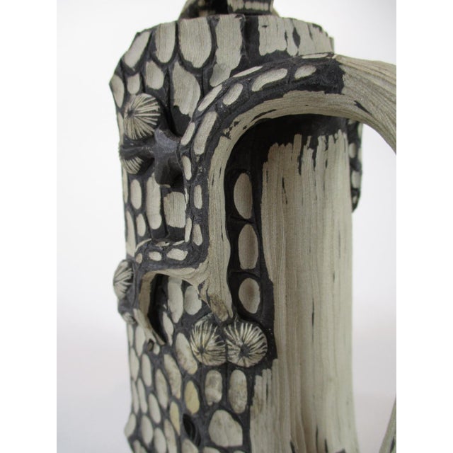 Ceramic Mid 20th Century Segment Mud Clay Teapot China Yixing Zisha Style Pottery Handmade Tree Trunk Bug For Sale - Image 7 of 12