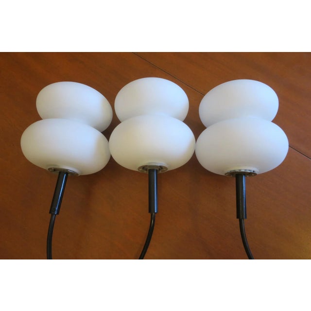 Mid-Century Modern Mid-Century Organic Shaped Opal Glass Pendant Lights, Set of 3 For Sale - Image 3 of 10