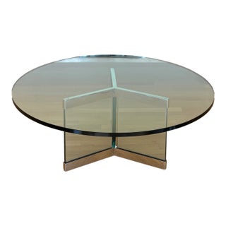 Attributed to Leon Rosen for Pace Glass and Chrome Coffee Table, 1970 For Sale