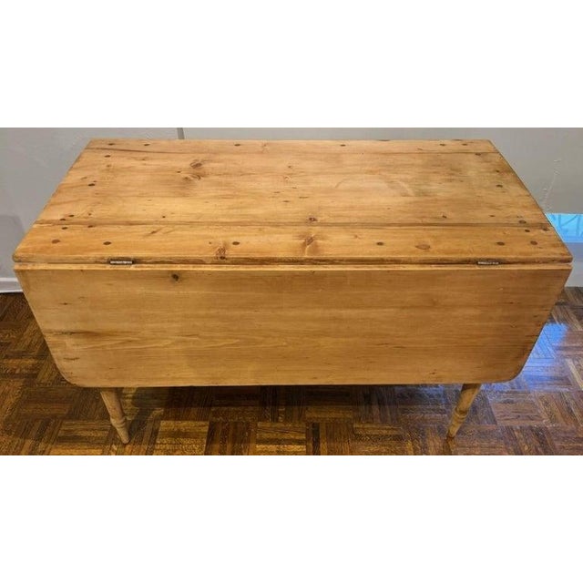 19Thc Natural Pine Drop Leaf Table For Sale In Los Angeles - Image 6 of 7
