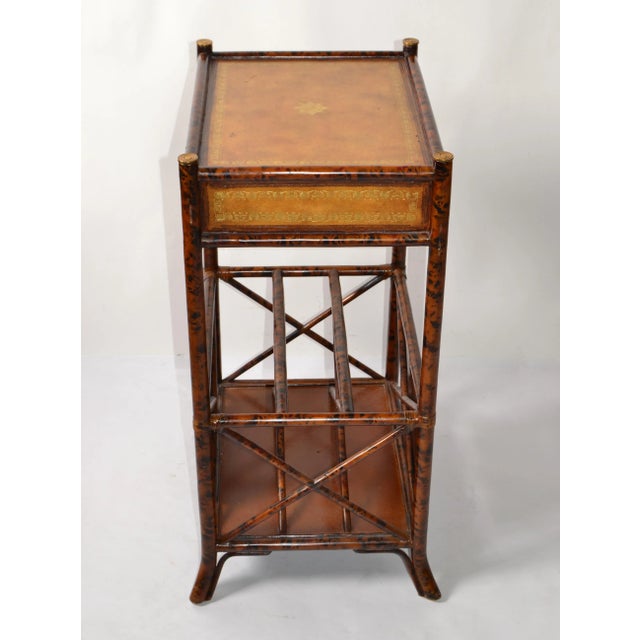 Maitland - Smith 20th Century Maitland-Smith Faux Tortoise Bamboo Brass Pull Stand Magazine Racks For Sale - Image 4 of 13