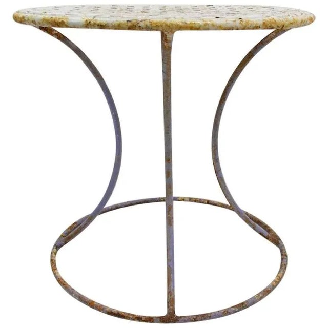 White Wrought Iron Side Table Stool by Leinfelder C 1939 For Sale - Image 8 of 8