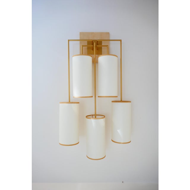 Tiges5 Wall Sconces in Patinated Gold Metal and Fabric by Aymeric Lefort, Set of 2 For Sale - Image 16 of 18