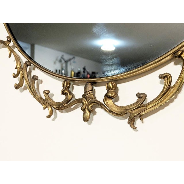 Italian Baroque Brass Wall Mirror, 1960s For Sale - Image 6 of 18