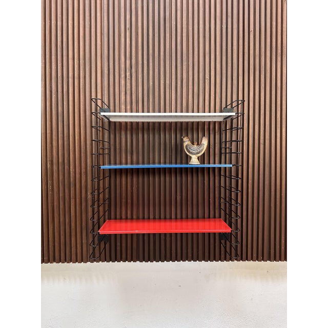 Mid-Century Modern Wall Shelf with Three Colored Metal Shelves, Netherlands, 1960s For Sale - Image 10 of 15