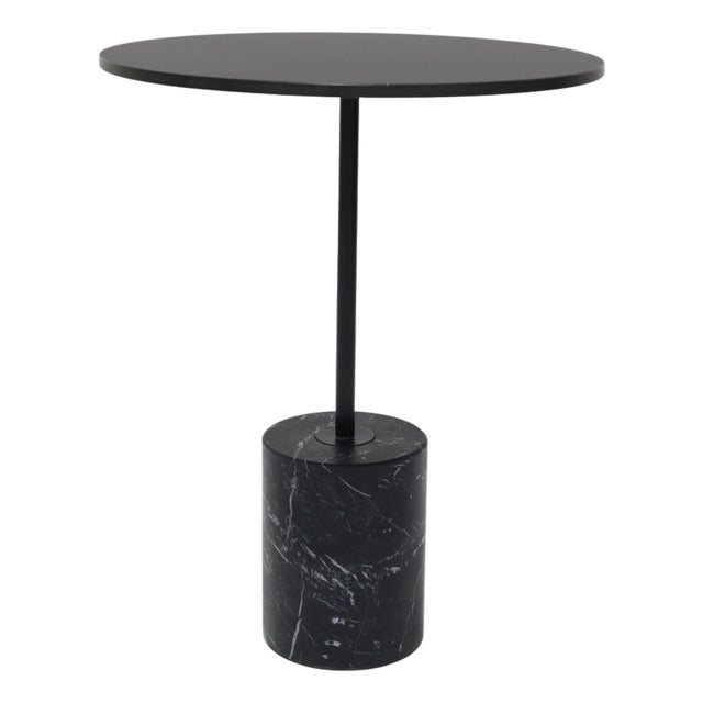 Lapalma's Jey Side Table in Black With Marquina Marble Base For Sale