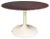 Space Age Italian White Cream Plastic & Wood Round Dining Table, 1970s For Sale