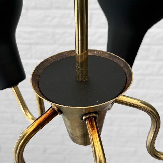 Scandinavian Modernist Five Arms Chandelier in Steel and Brass, Sweden, 1950s For Sale - Image 11 of 13