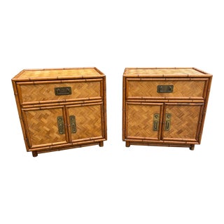 Vintage Faux Bamboo Nightstands - a Pair For Sale