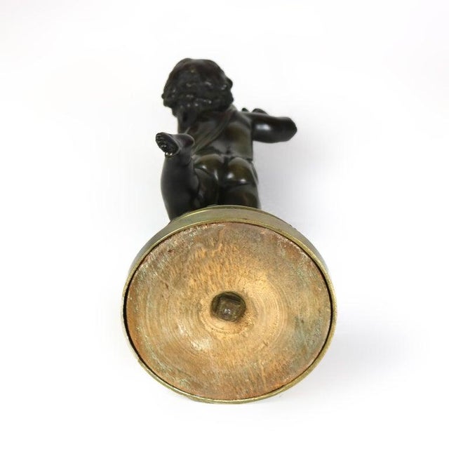 Pair of Antique Clodion Bronze Cherub Musician Sculptures Signed C1880 For Sale - Image 11 of 12