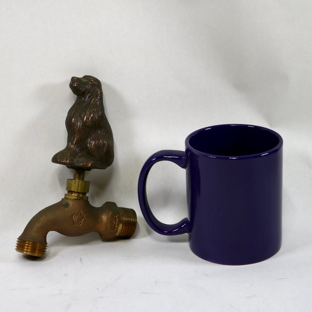 Vintage Brass and Bronze Dog Garden Water Spigot For Sale - Image 9 of 11